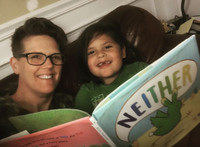 The author reads one of the books mentioned to her son. Photo credit: Bonnie Jean Feldkamp 