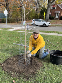  Bill Hanavan plants a tree. Photo courtesy of Bill Hanavan 