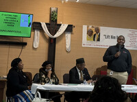 Louisville Urban League president Lyndon Pryor speaks at the Bishop's Table. Photo courtesy of Bonnie Jean Feldkamp