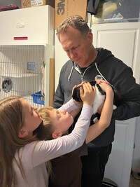  Dr. Annie's brother, niece and nephew are reunited with their bunny, Oreo, after losing their home in the Palisades fire. Photo courtesy of The Animal Wellness Foundation 