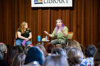 Mercury Stardust speaks with Teen Services Supervisor Cindy Butor at the main branch of the Louisville Free Public Library in Louisville, Kentucky. Photo: Louisville Free Public Library 