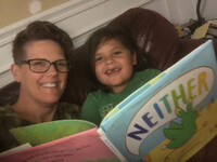  The author reads with her son. Credit: Bonnie Jean Feldkamp 