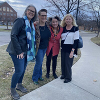  From left to right, Amy Hartl Sherman, Bonnie Jean Feldkamp, Gina Barreca and Teri Rizvi pose for a photo. All are contributors to the "Fast Women" Anthology series. Bonnie Jean Feldkamp and Gina Barreca are co-editors of the next flash nonfiction essay collection. Photo credit: Bonnie Jean Feldkamp 