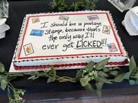 Muhammad Ali's famous quote was on a cake to celebrate his forever stamp. Photo Credit: Bonnie Jean Feldkamp.