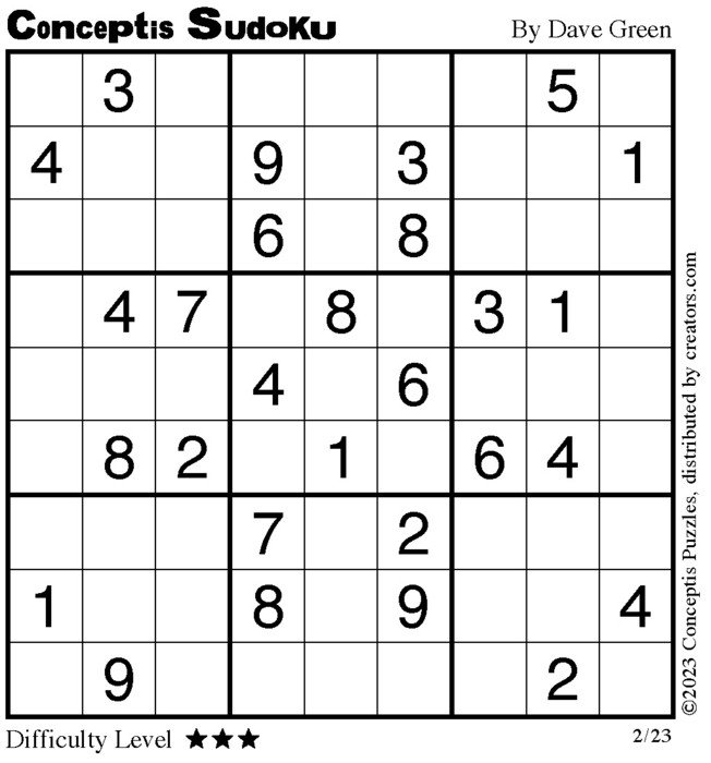 Conceptis Classic Sudoku Creators Syndicate