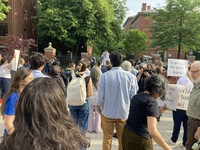 Students, faculty and staff demonstrate at Harvard in support of international students. Photo: Keith Raffel 
