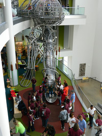 Young visitors to the Discovery Park of America in Union City, Tennessee, enjoy a slide built to resemble a robot. Photo courtesy of Steve Bergsman.