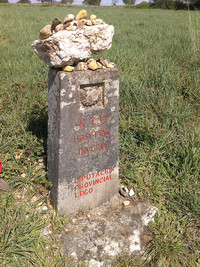  Stone distance markers let pilgrims know how far they've come on the Camino Frances in Spain. Photo courtesy of Brett N. Anderson. 