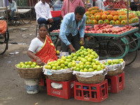  Locals sell fruits and vegetables at the market near Charminar in Hyderabad, India. Photo courtesy of Barbara Selwitz. 