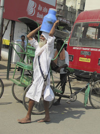 A Sikh delivery man works near the Golden Temple in Amritsar, India. Photo courtesy of Barbara Selwitz.