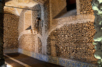  The bone church in Kuntna Hora in the Czech Republic has a decor composed of human remains. Photo courtesy of Wikimedia Commons. 