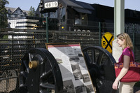 A visitor enjoys the David R. and Susan S. Goode Railwalk in Roanoke, Virginia. Photo courtesy of the Roanoke Valley Convention and Visitors Bureau.