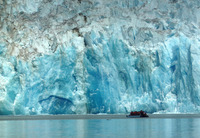 Passengers aboard the Wilderness Discoverer get a close-up view of glaciers along Alaska's Inside Passage. Photo courtesy of Jim Farber.