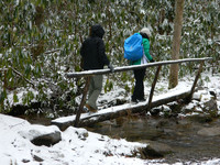  Hikers take a winter walk in Great Smoky Mountains National Park near Gatlinburg, Tennessee. Photo courtesy of Steve Bergsman. 