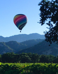A hot-air balloon is one way for visitors to Calistoga, California, to see the rest of the Napa Valley. Photo courtesy of Tim Carl.
