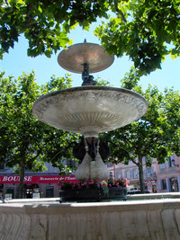 This fountain is in the Royal City of Carouge — built by the king of Sardinia — in the Swiss canton of Geneva. Photo courtesy of Athena Lucero.