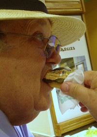  A man samples pintxos in San Sebastian, Spain. Photo courtesy of Sheila Sobell. 