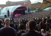 Before thousands at Castlefield Amphitheater in Manchester, England, Bjork opens the 2015 Manchester International Festival. Photo courtesy of Athena Lucero.
