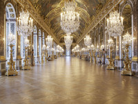  The Hall of Mirrors at Versailles Palace near Paris is 240 feet long and displays 357 mirrors, gold statues and huge crystal chandeliers. Photo courtesy of Reunion des Musees Nationaux-Grand Palais. 
