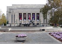  Showalter Fountain is the centerpiece of Fine Arts Square on the Indiana University campus in Bloomington. Behind it is the university's auditorium. Photo courtesy of Phil Allen. 
