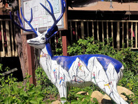 . "Rocky," painted by local artist and mountaineer Neil Jenkins, is among 22 painted deer in the Idyllwild Deer Sightings, a public art installation of the Art Alliance of Idyllwild. Photo courtesy of Athena Lucero.