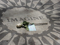  This "Imagine" mosaic is located in Central Park across the street from the Dakota, where John Lennon was killed. Photo courtesy of Sandra Scott. 