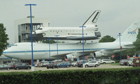 A shuttle replica atop the special 747 that transported the original is on view at the Johnson Space Center in Houston. Photo courtesy of Barbara Selwitz.