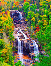 Whitewater Falls in Transylvania County, North Carolina, is the highest cascade east of the Rocky Mountains. Photo copyrighted by Fred J. Eckert.
