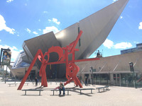  Art lovers mingle with state Capitol employees on a sunny spring morning near the "Lao Tzu" sculpture by Mark DiSuvero at the Denver Art Museum. Photo courtesy of Lesley Sauls. 
