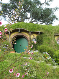  Hobbit holes that appear in movies from J.R.R. Tolkien's stories can be seen at the Hobbiton Movie Set in Matamata, New Zealand. Photo courtesy of Bill Neely. 