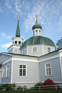 The onion-shaped domes of St. Michael's Church in Sitka, Alaska, are reminders of the early 19th century, when Russia attempted to settle the area before selling it to the United States. Photo courtesy of Brian Adams, Alaska Travel Industry Association.
