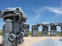 Carhenge in Alliance, Nebraska, is a memorial to Jim Reinders that is meant to resemble England's Stonehenge. Photo courtesy of Sandra Scott.