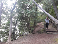 A visitor explores a trail along the north shore of Door County Wisconsin. Photo courtesy of Steve Bergsman.
