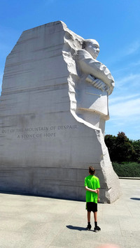 A child visits the Martin Luther King Jr. Memorial in West Potomac Park in Washington, D.C. Photo courtesy of Jim Farber.