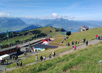 Vintage cogwheel trains transport visitors to Rigi Kulm at the top of Switzerland's Mount Rigi. Photo courtesy of Athena Lucero.