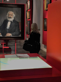 A portrait of Karl Marx hangs in the city museum in Trier, Germany. Photo courtesy of Carl H. Larsen.