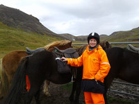  The author prepares for a horse trek in southern Iceland. Photo courtesy of Jacque Lynn Foltyn. 