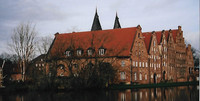 The 16th-to-18th-century Salt Houses on the Trave River in Lubeck, Germany, are a landmark of this area. Photo courtesy of Sharon Whitley Larsen.