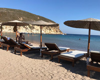 The idyllic beaches on the Greek island of Patmos constantly beckon to travelers and locals alike. Photo courtesy of Patricia Arrigoni.