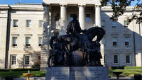  This statue of the three presidents from North Carolina &#8212; Andrew Jackson, James K. Polk and Andrew Johnson &#8212; sits outside the North Carolina Capitol in Raleigh. Photo courtesy of Bill Neely. 