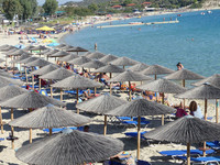 Alykes Beach is one of the most popular on the Greek island of Ammouliani. Photo courtesy of Elizabeth Willoughby.
