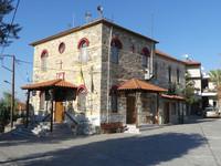 The Church of St. Nicholas, built by the monks in the 1800s, stands in the town square on the Greek island of Ammouliani. Photo courtesy of Elizabeth Willoughby.