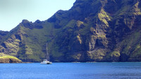 Traveling by water — here on the Yacht Tethys — is one way to see the Marquesas. Photo courtesy of Philip Courter.
