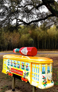  A colorful sign welcomes visitors to the Tabasco factory on Avery Island, Louisiana. Photo courtesy of Jim Farber. 