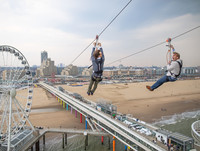  Visitors to Scheveningen, a beach district in The Hague, Netherlands, enjoy zip-lining, one of many possible activities that include surfing. Photo courtesy of The Hague Marketing Bureau. 