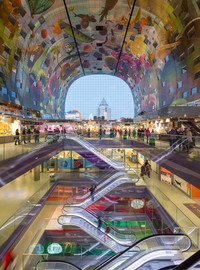 The colorful Markthal in Rotterdam is the Netherlands' largest market place and the first to be covered. Photo courtesy of Kunsthal by Ossip van Duivenbode.