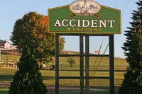  A sign welcomes visitors to Accident, Maryland. Photo courtesy of Victor Block. 