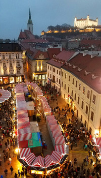 The Christmas market in Bratislava, Slovakia, is one of the benefits of a winter cruise on the Danube River. Photo courtesy of Phil Allen.