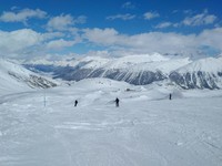 The "White Carpet" of Corviglia Mountain above St. Moritz provides a tranquil, treeless landscape in which to ski. Photo courtesy of Athena Lucero.