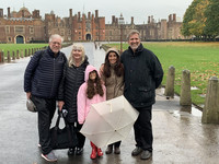  The author and her family tour London's Hampton Court Palace on a rainy day. Photo courtesy of Sharon Whitley Larsen. 
